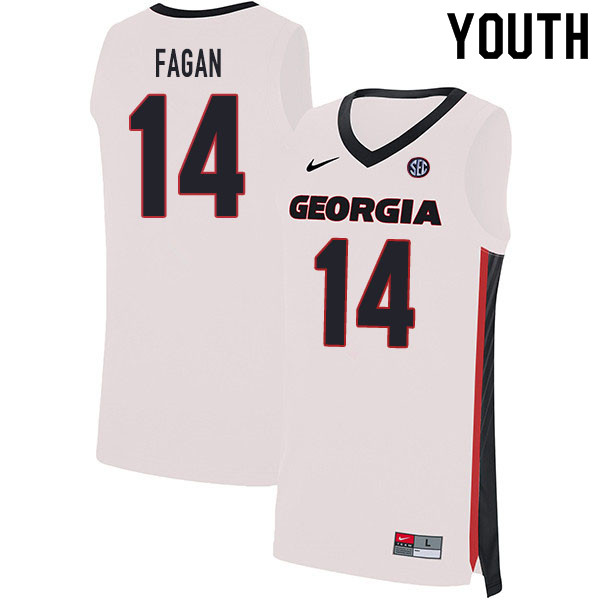 2020 Youth #14 Tye Fagan Georgia Bulldogs College Basketball Jerseys Sale-White